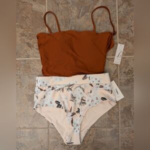 NWT Geode Swimwear Sandstone Top Size Small And Jasmine High Waist Bottom Medium